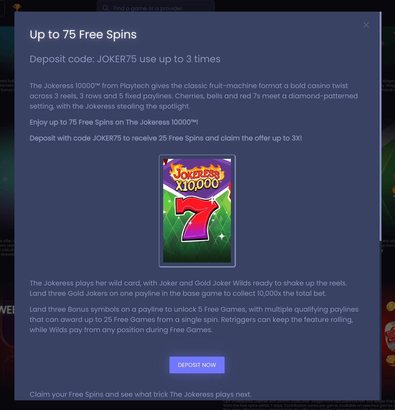 Betrino free spins deposit