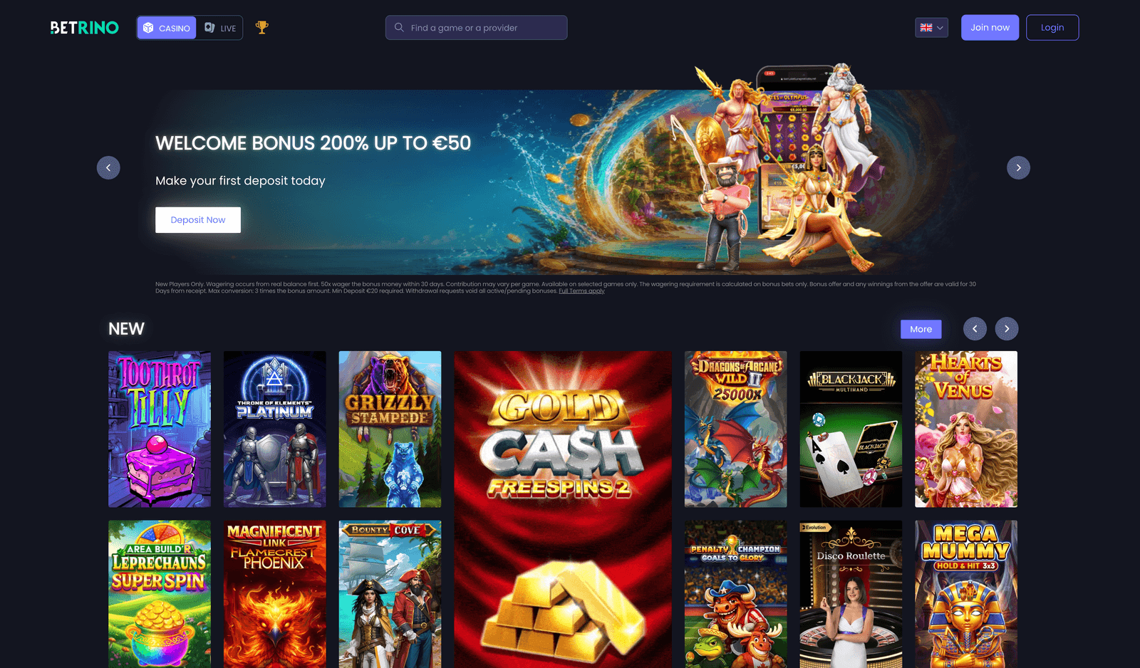 Betrino home page