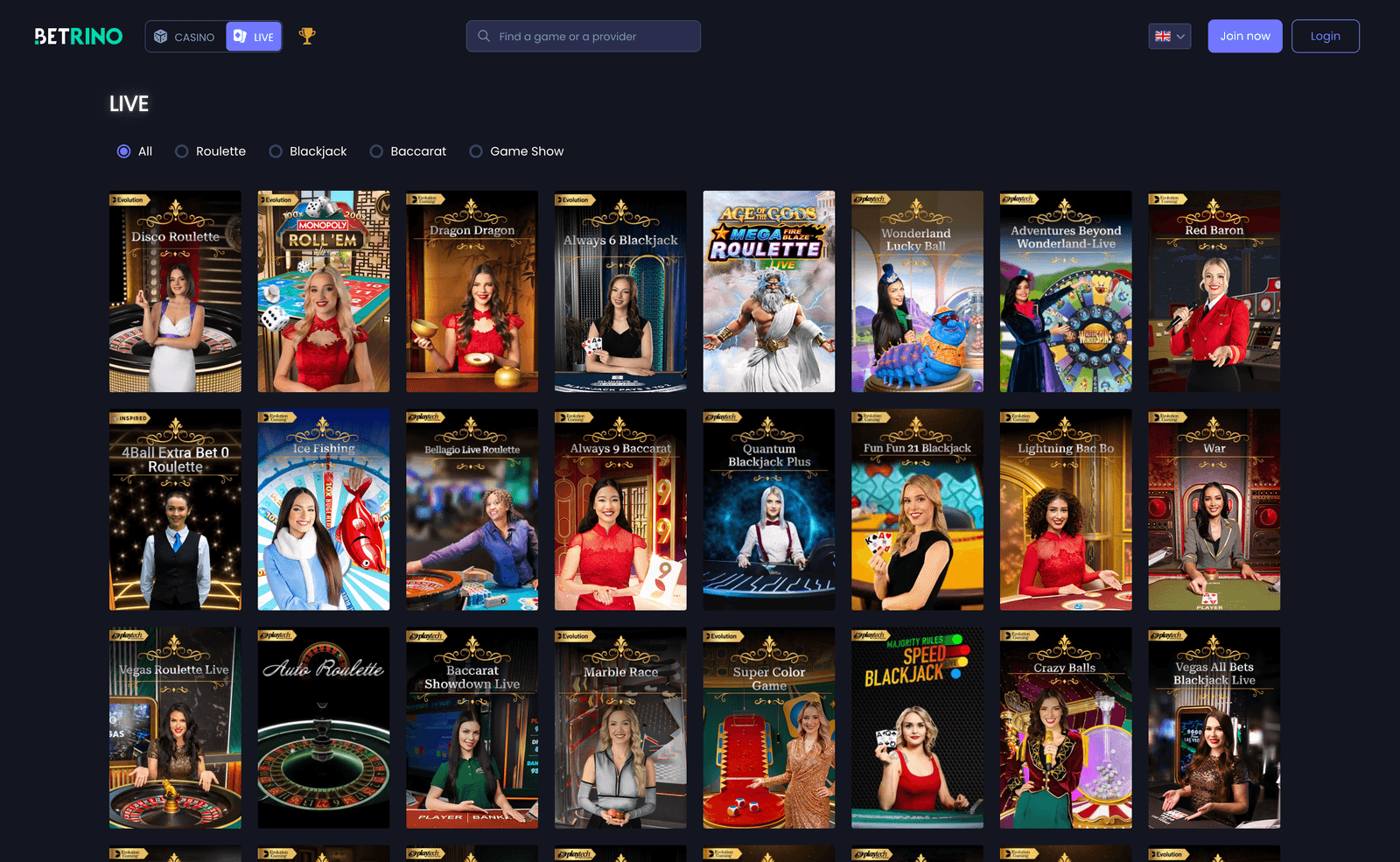 Betrino live casino