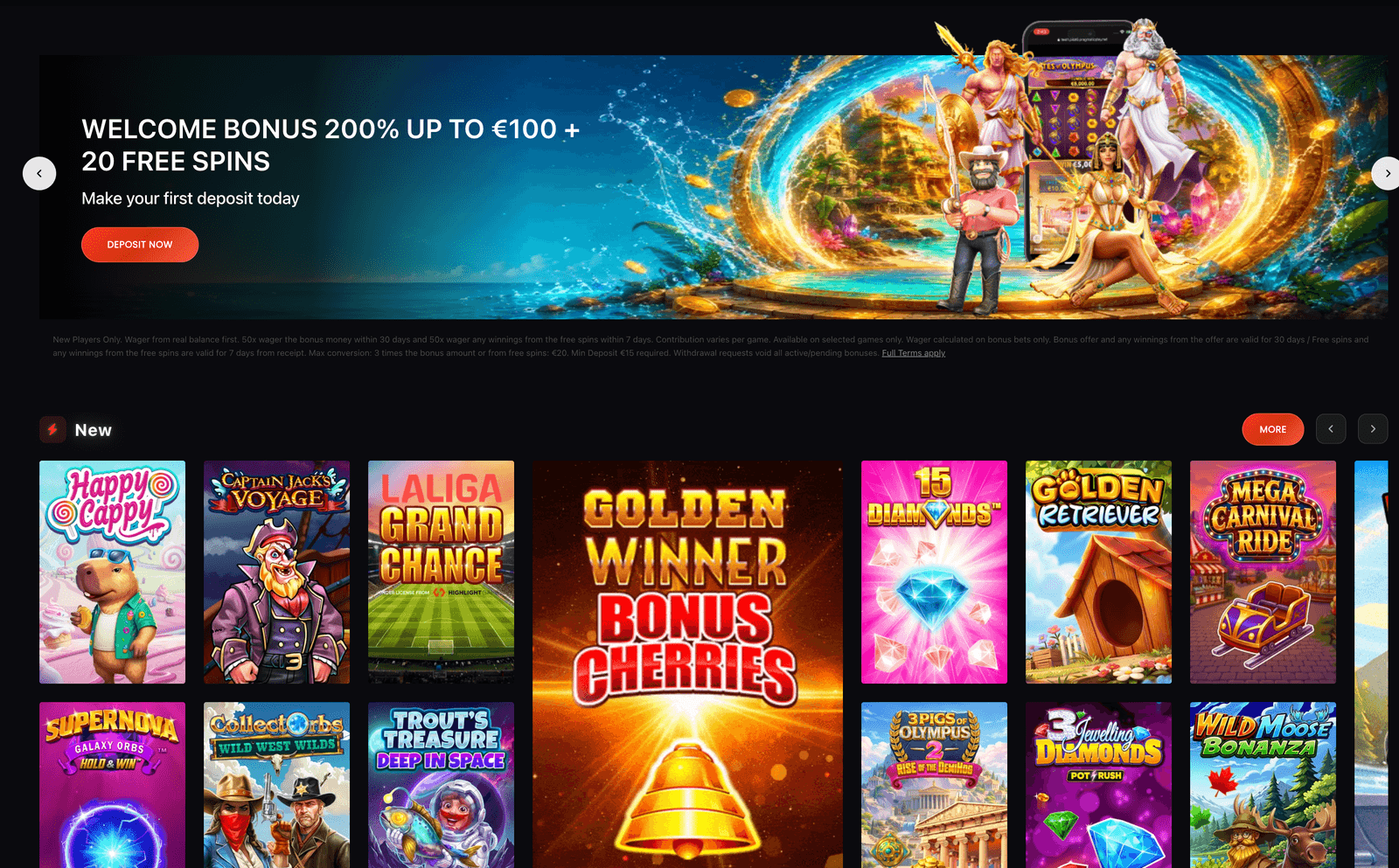 Betsuna Casino home page