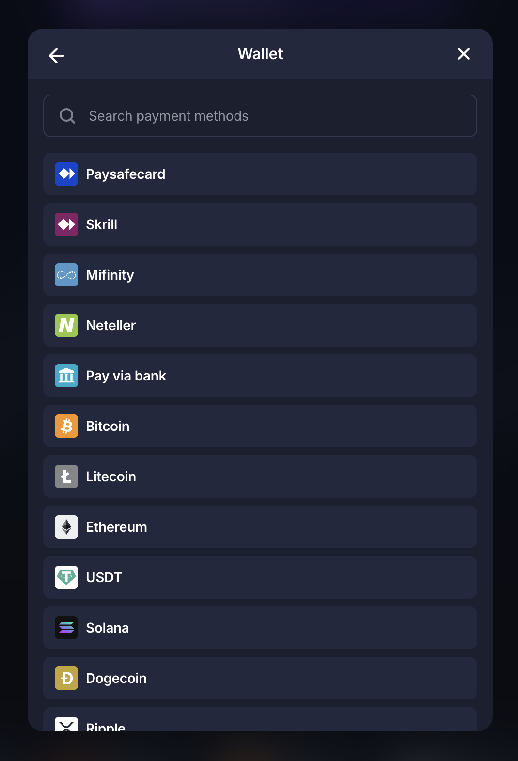 BitStarz cashier deposit methods