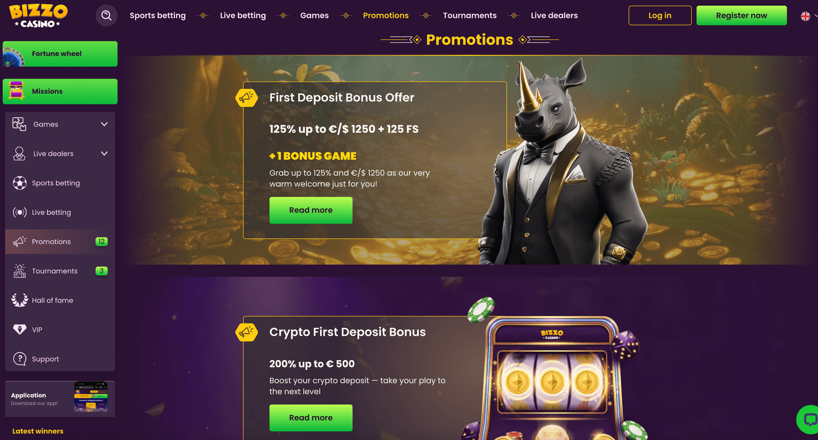Bizzocasino bonuses