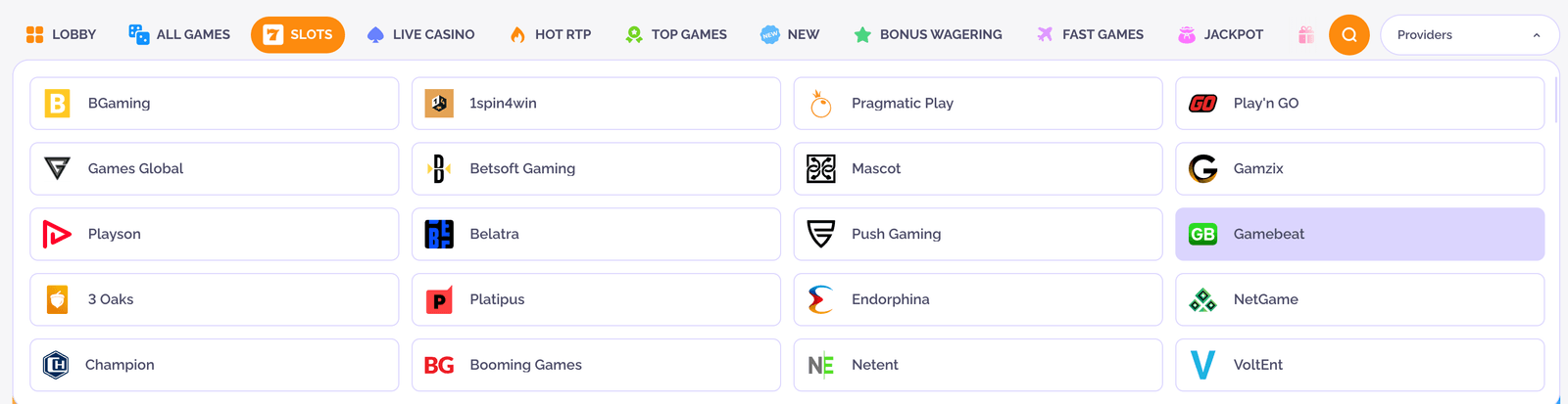 Boho  casino providers