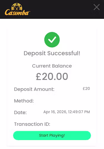 Casimba Casino deposit successfully