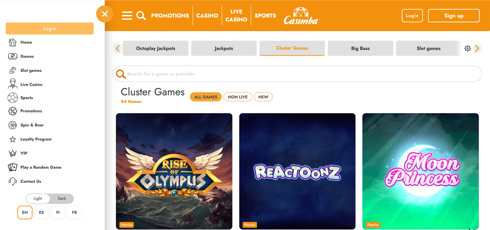 Casimba Casino games