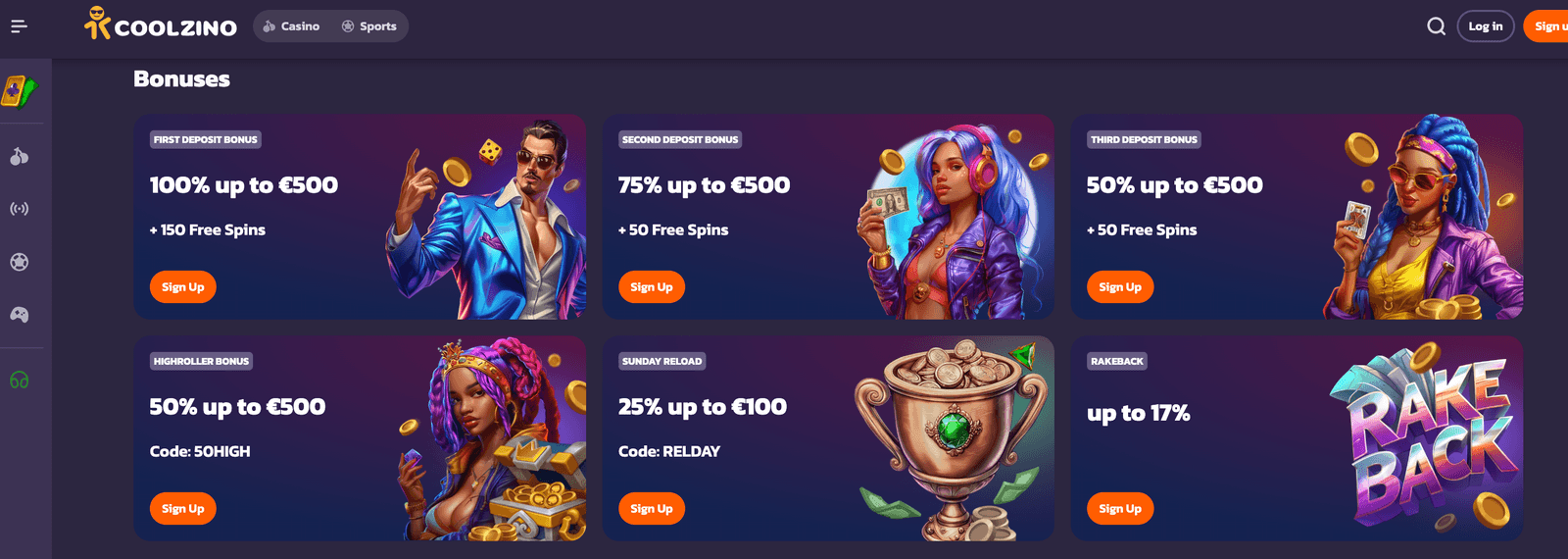 Coolzino casino bonuses