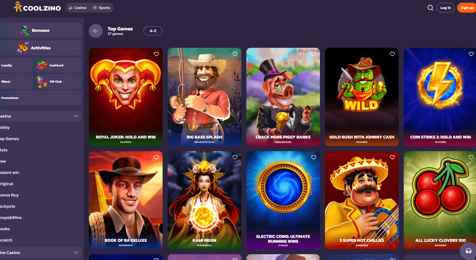 Coolzino casino online games
