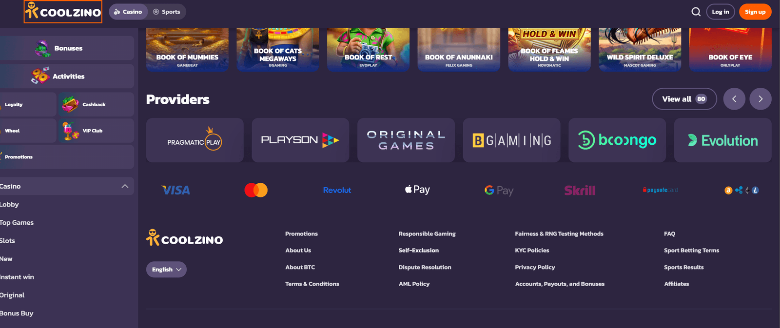 Coolzino casino payments