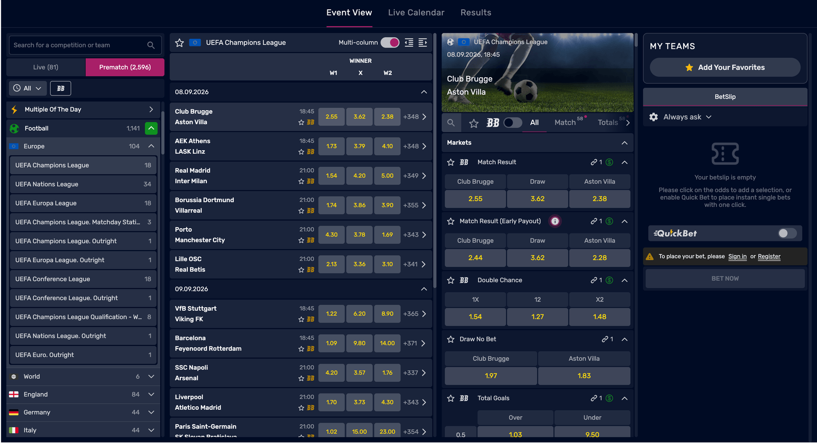 Fruity King champions league betting