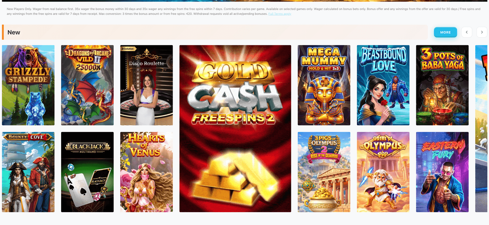 Fruity King new games section