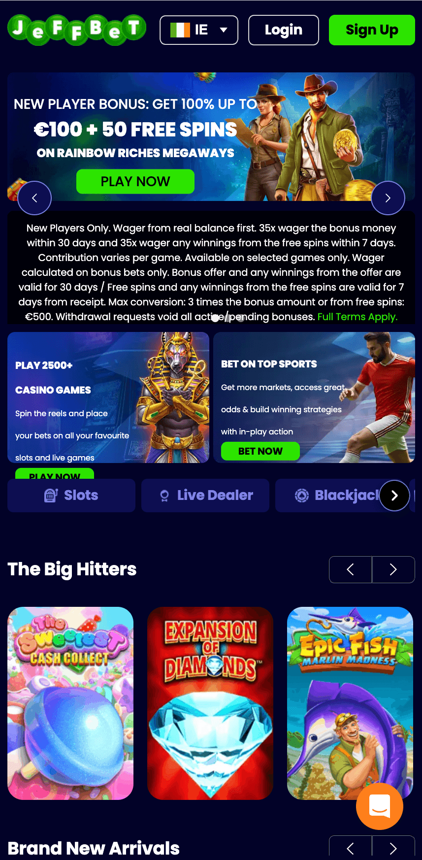 JeffBet mobile experience