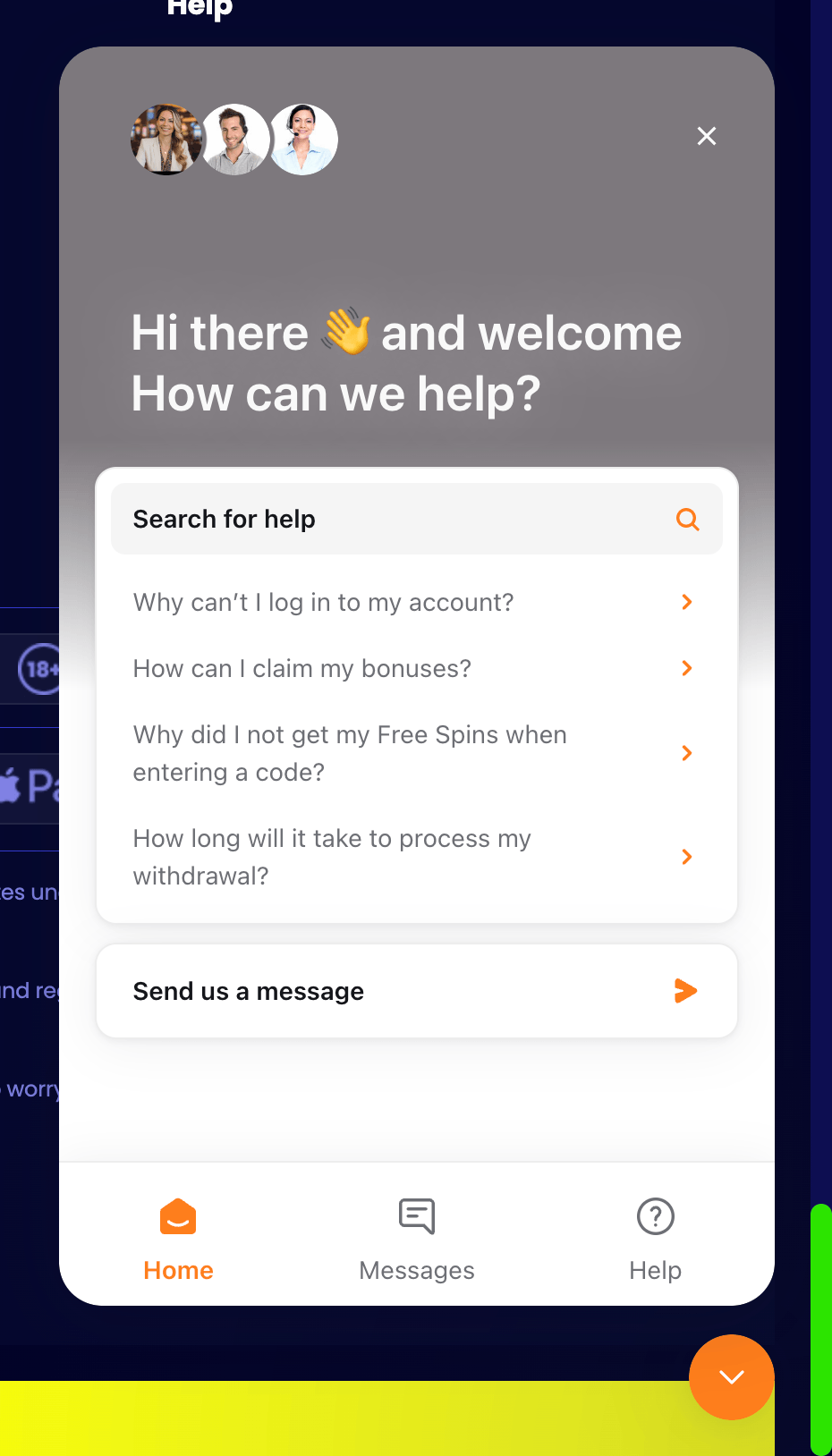 JeffBet support chat