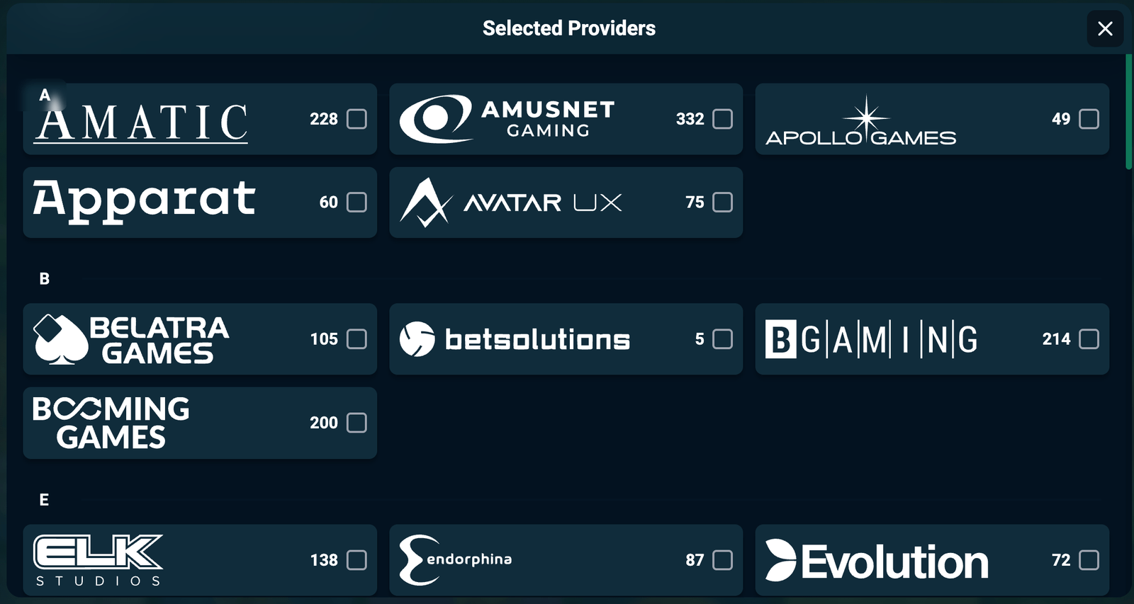 Kukimuki Casino casino providers