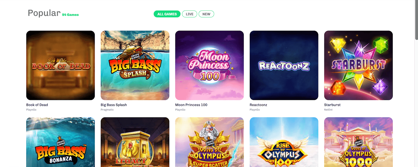 Lumi Casino popular slots