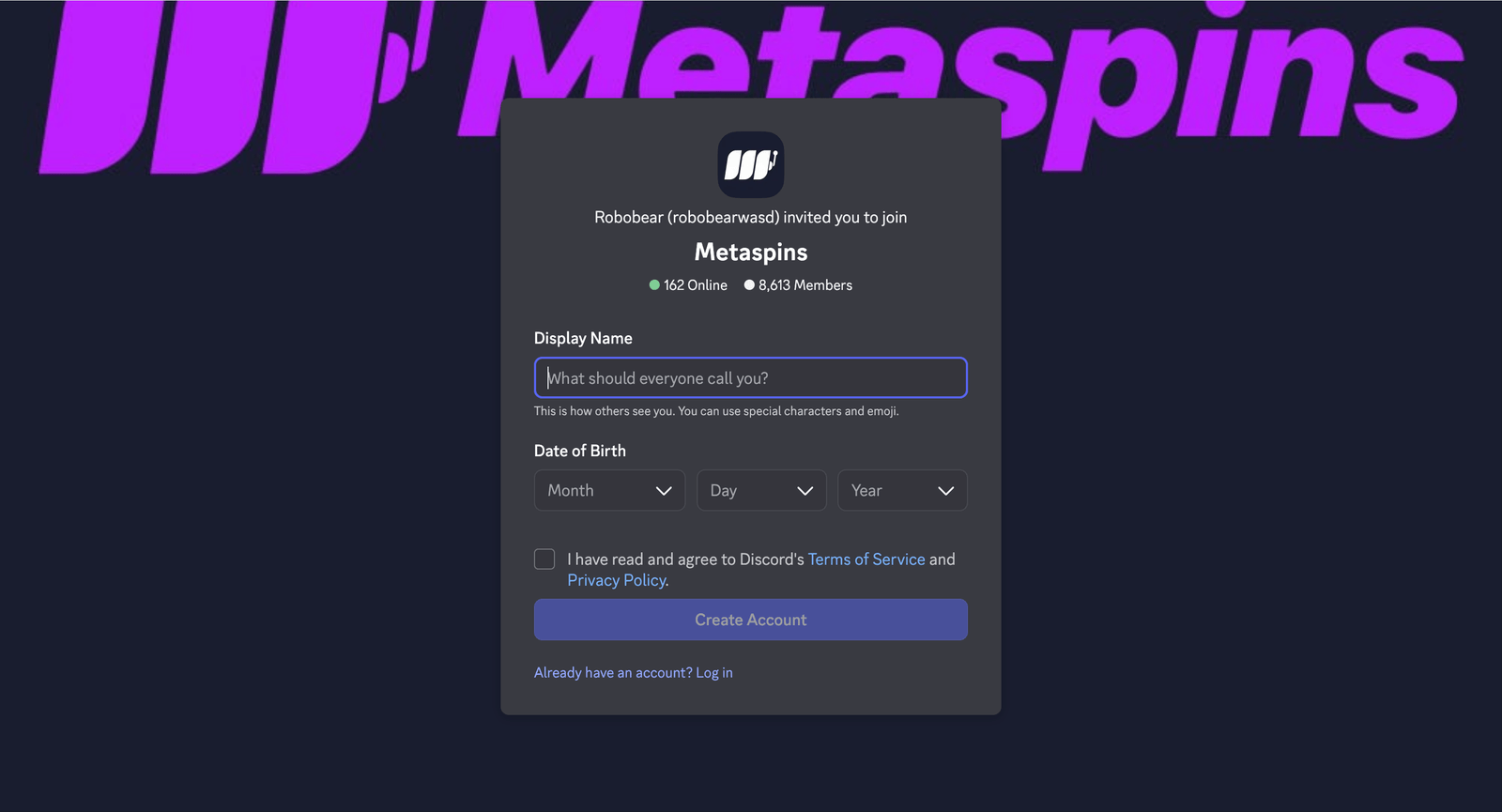 Metaspins Casino discord channel