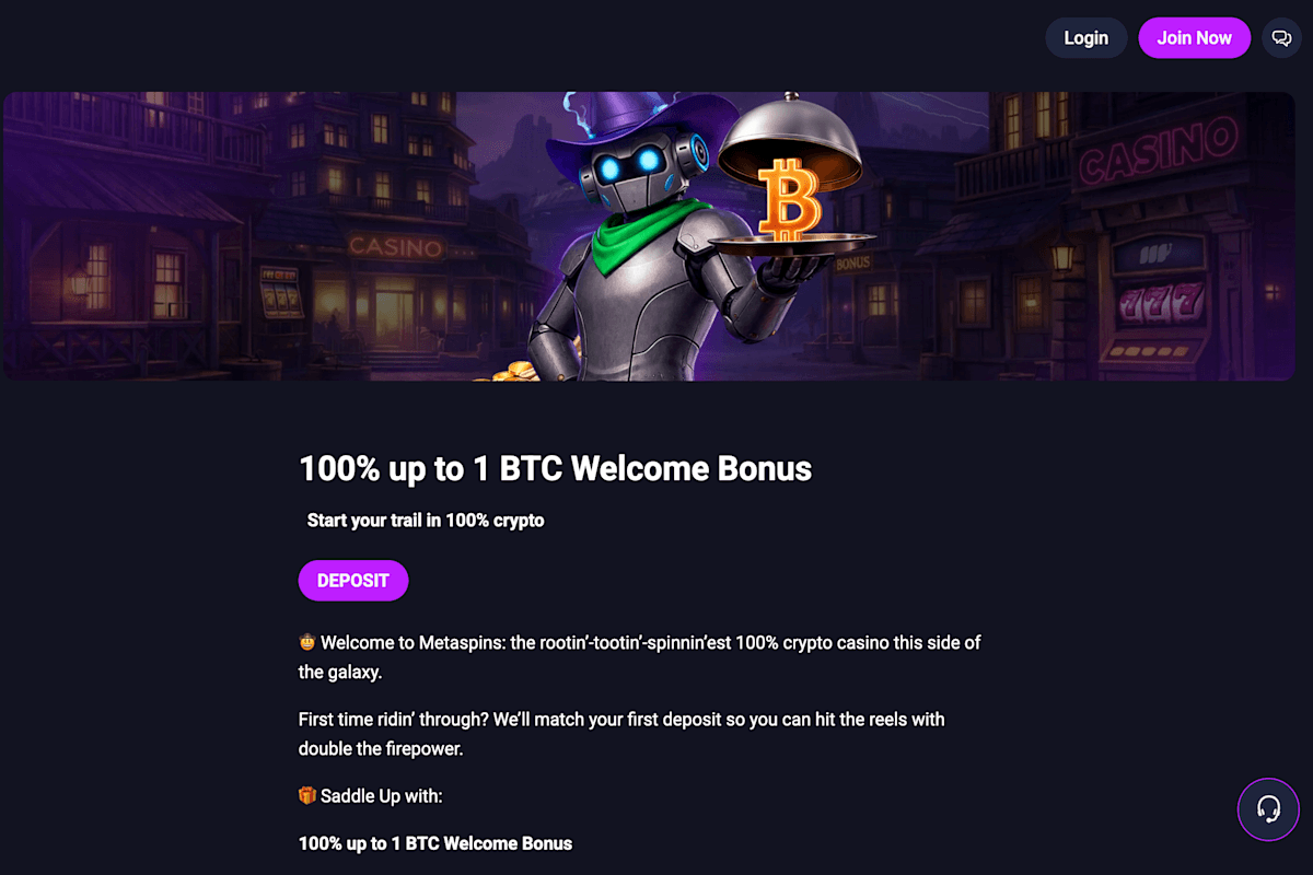 Metaspins Casino welcome bonus