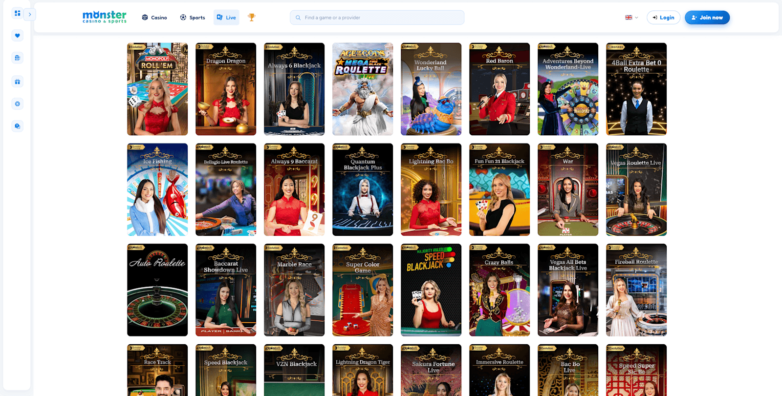 Monster Casino live casino