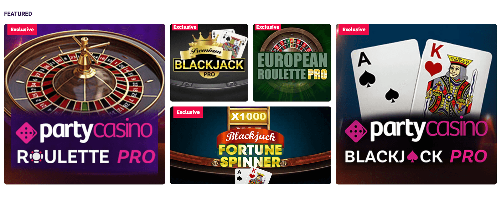 Party Casino table games