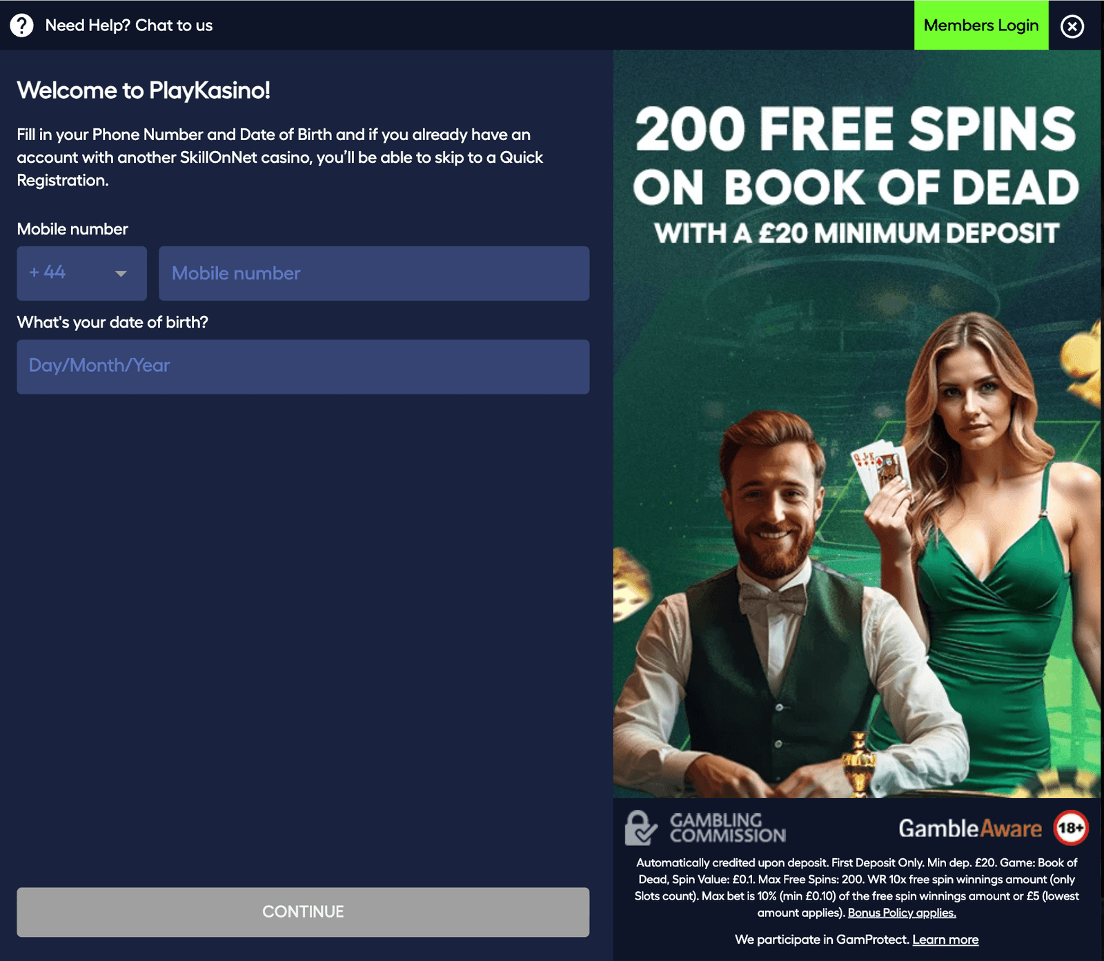 Play Casino signup