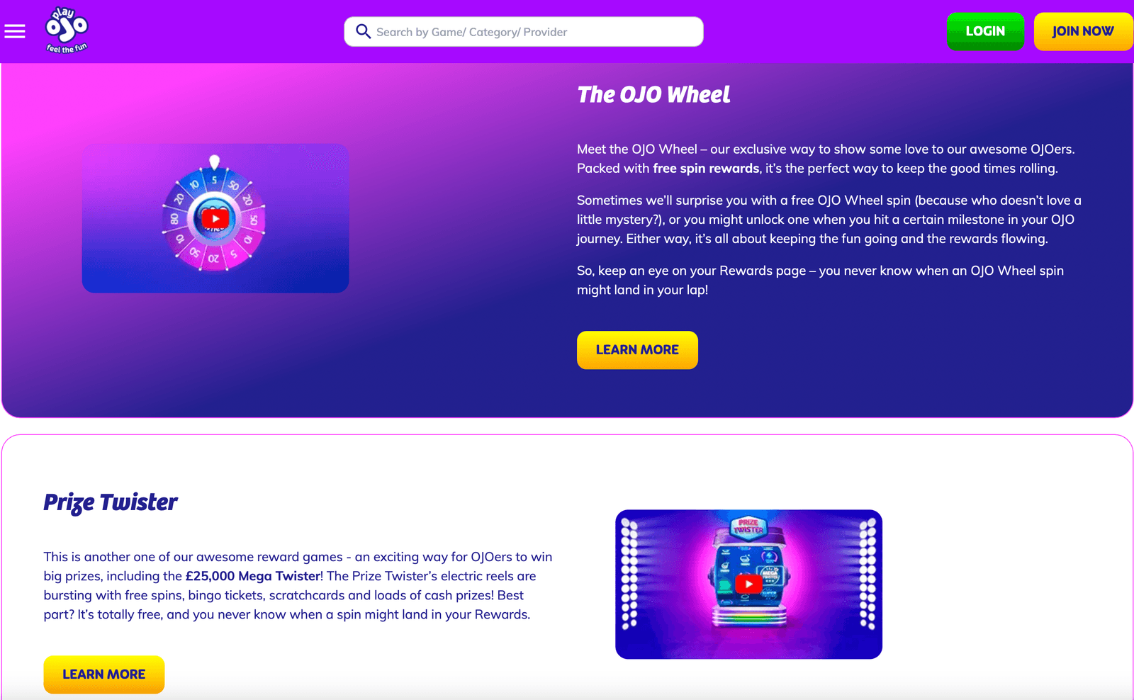 PlayOJO Casino casino online specials