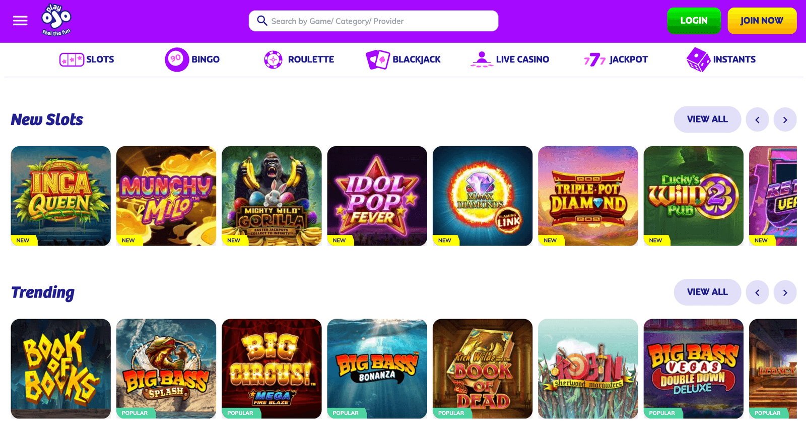 PlayOJO Casino casino slots