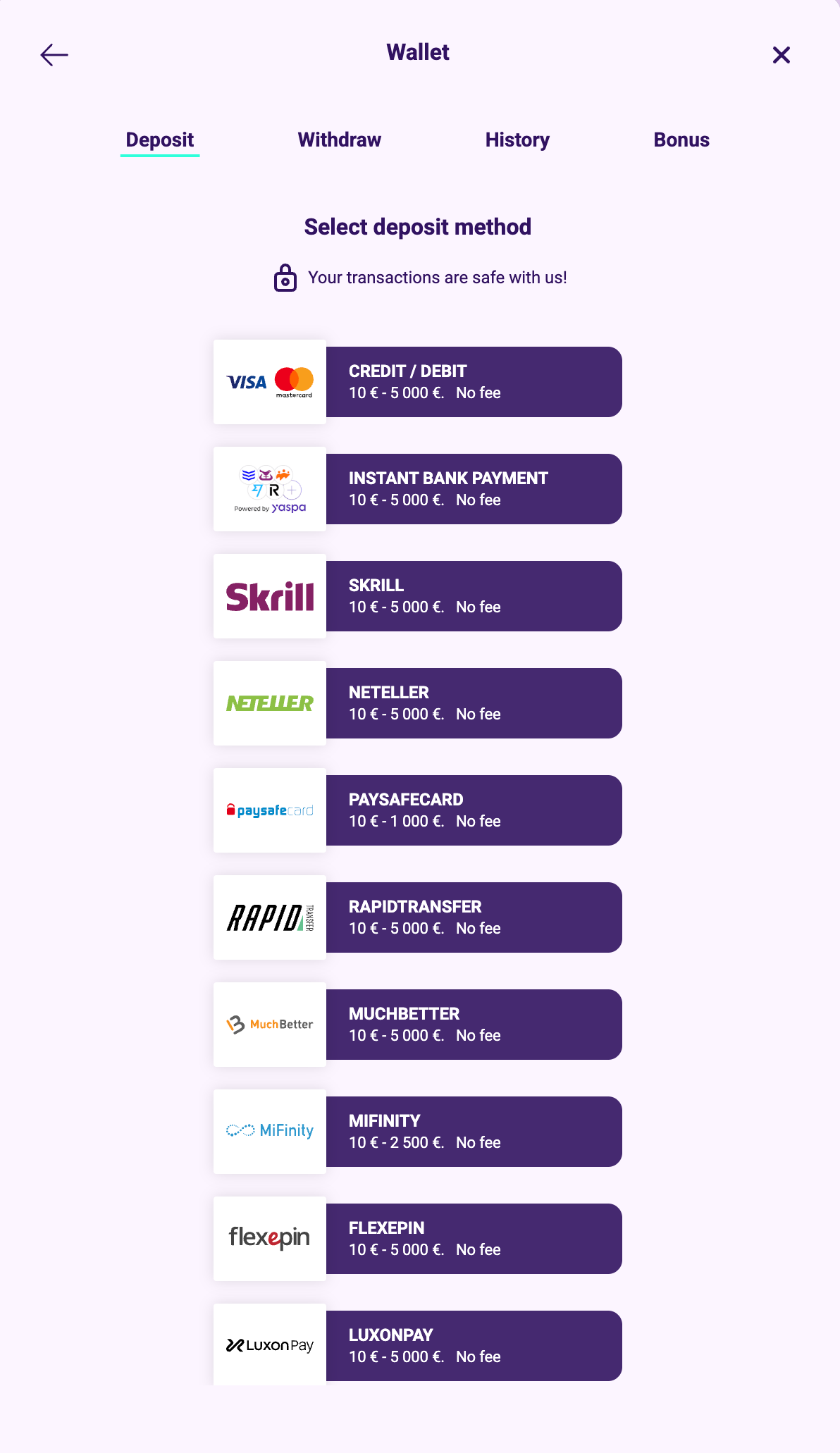 Slotbox deposit methods