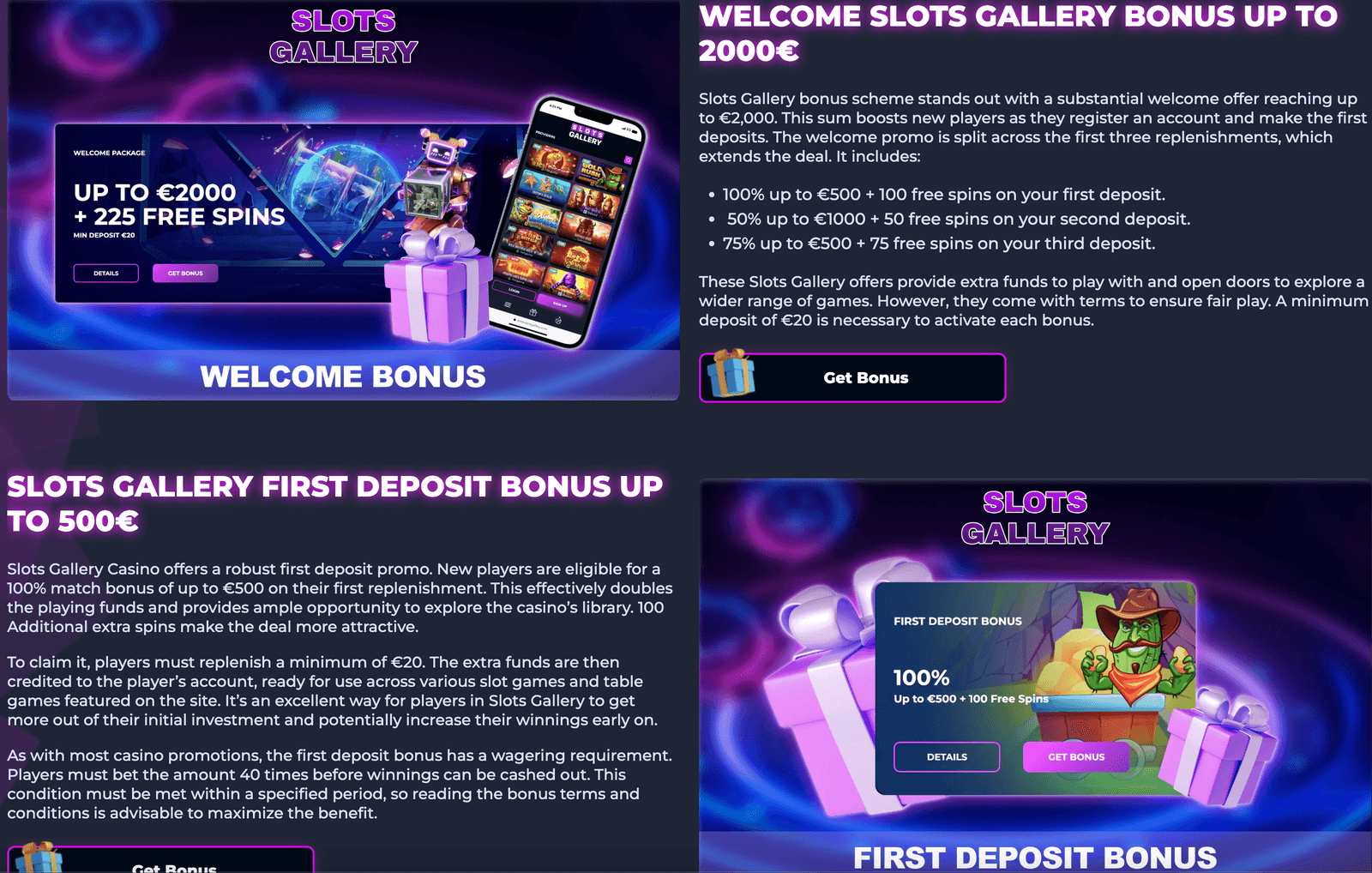Slots Gallery bonuses