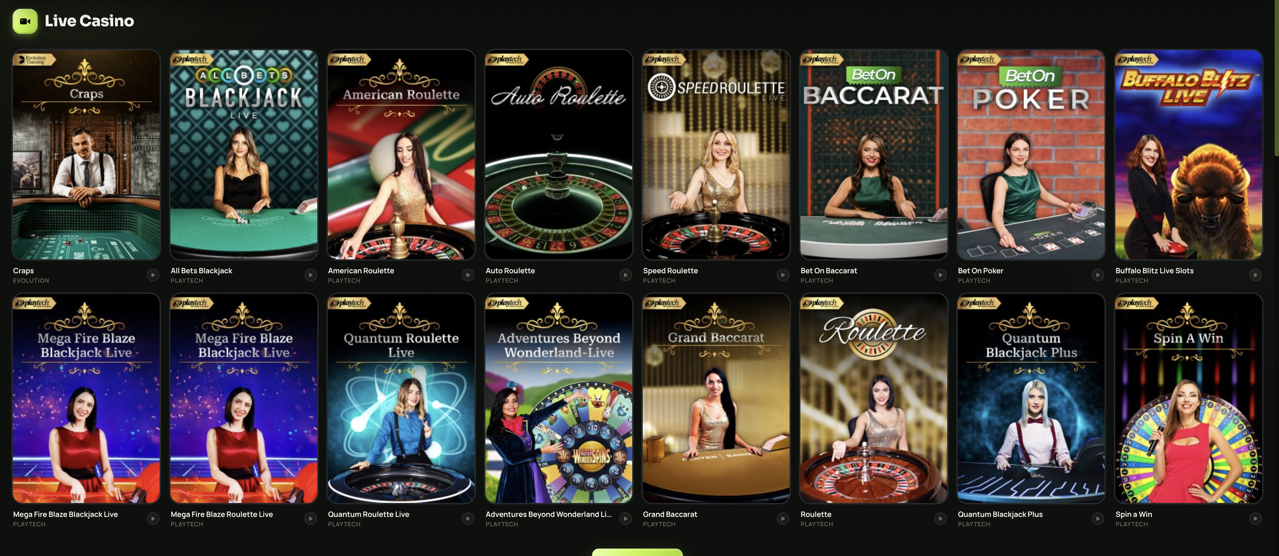SpinzWin Casino live casino