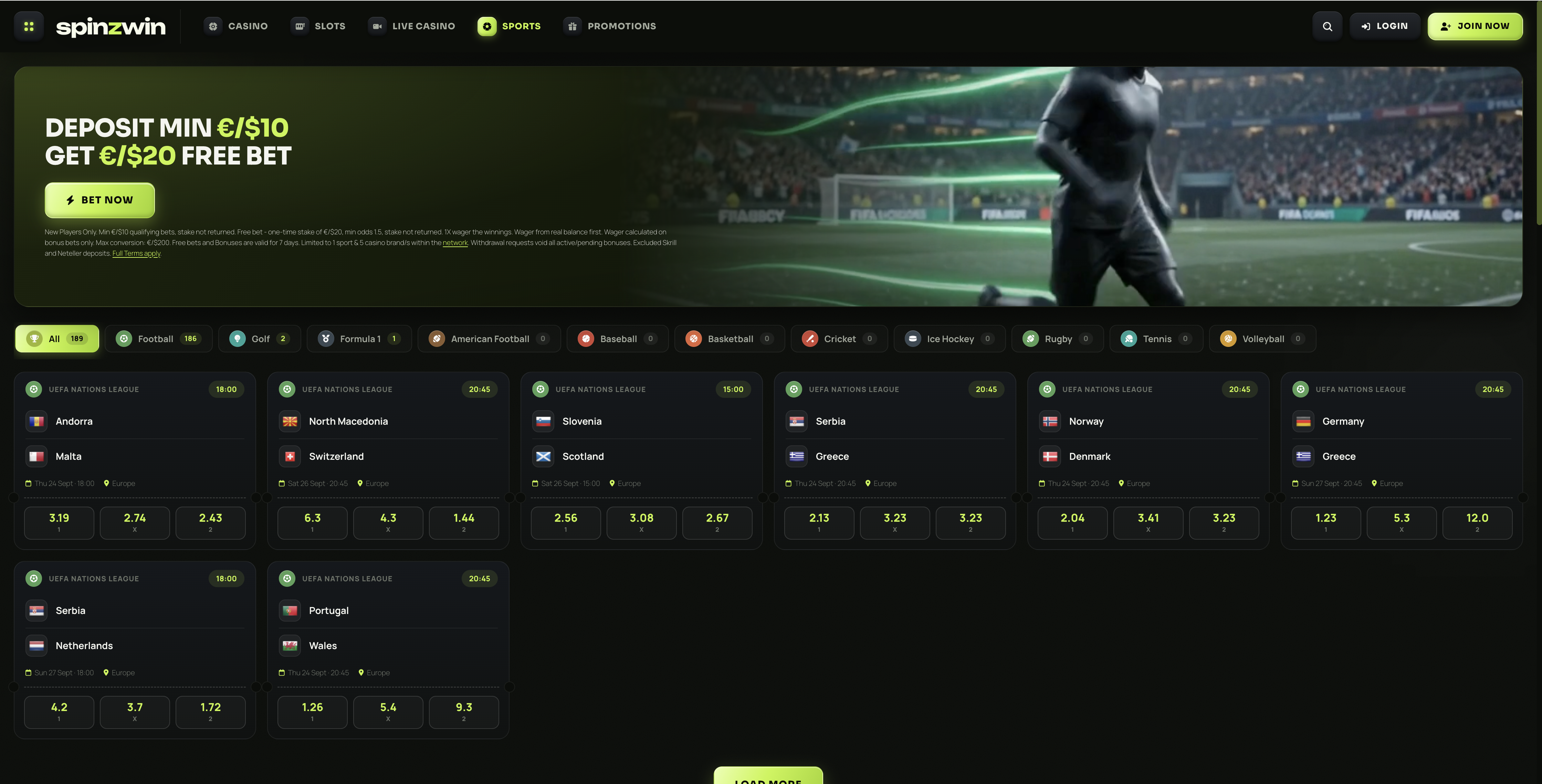 SpinzWin Casino sport betting