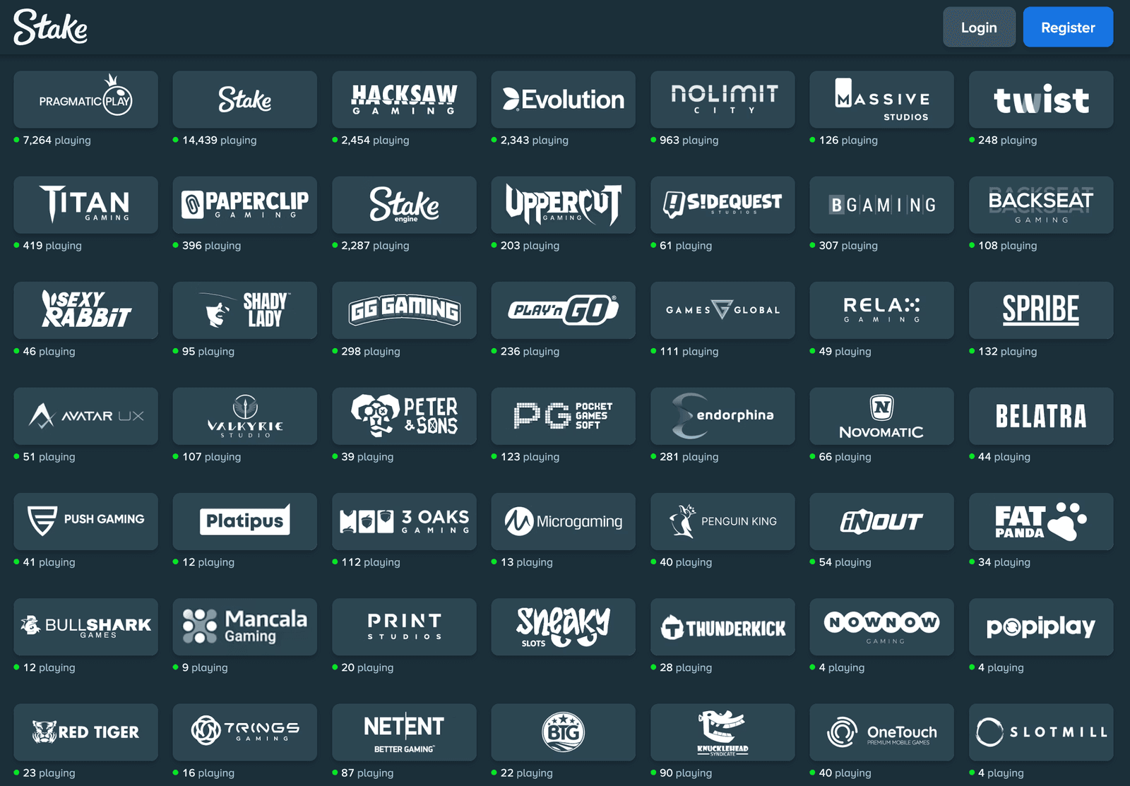 Stake casino providers