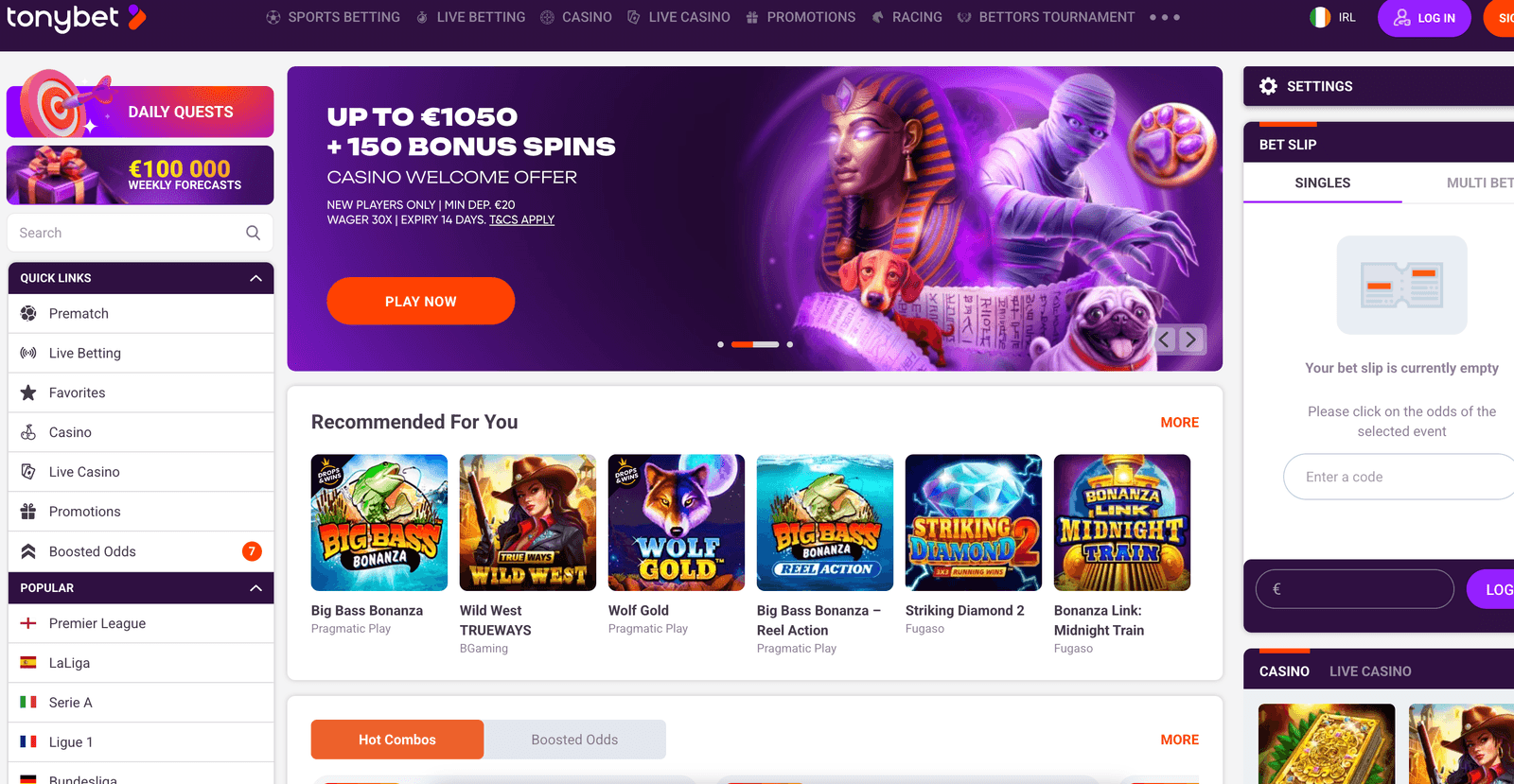 Tonybet casino online