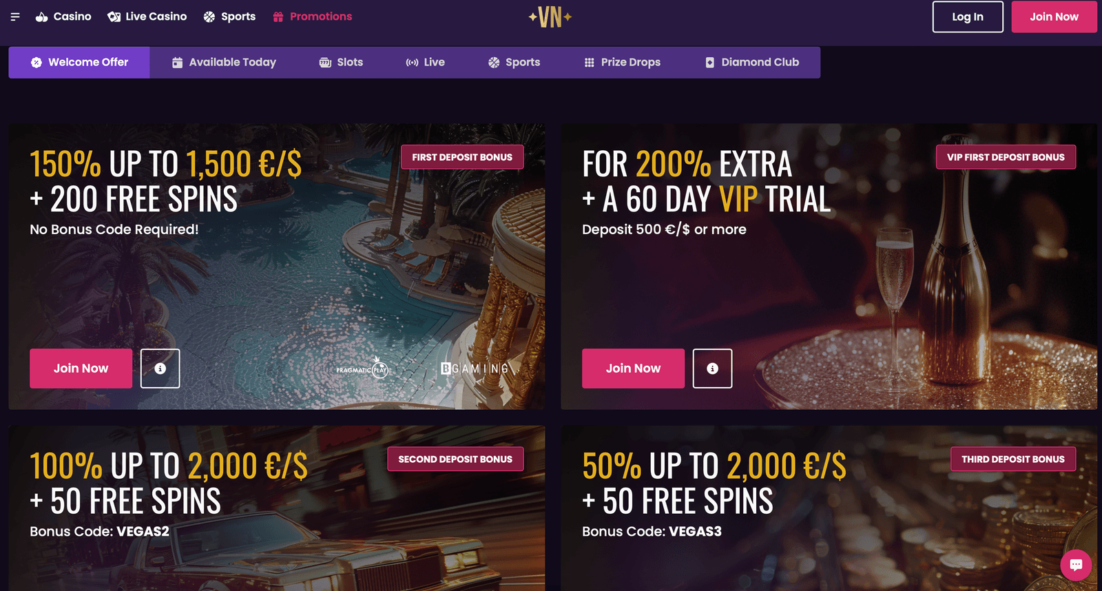 Vegasnow Casino casino bonuses