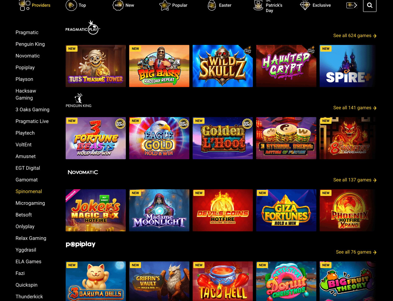 Zet Casino casino providers