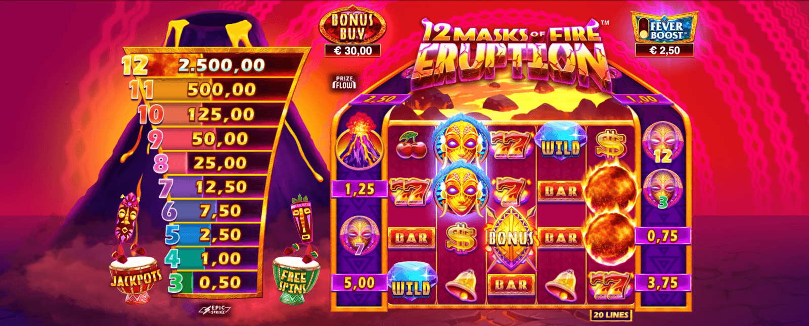Zodiac Casino twelwe masks of fire
