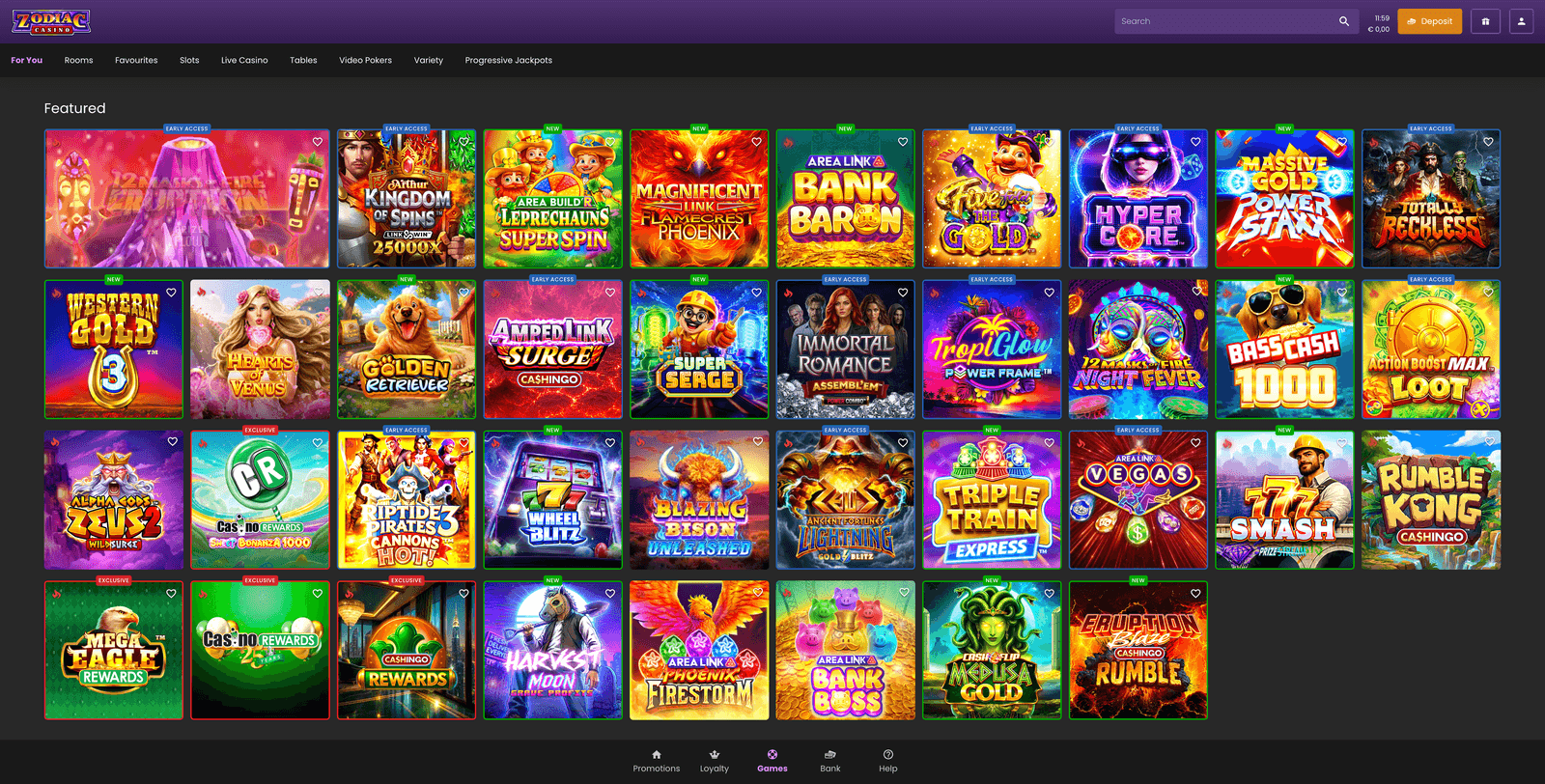 Zodiac Casino games